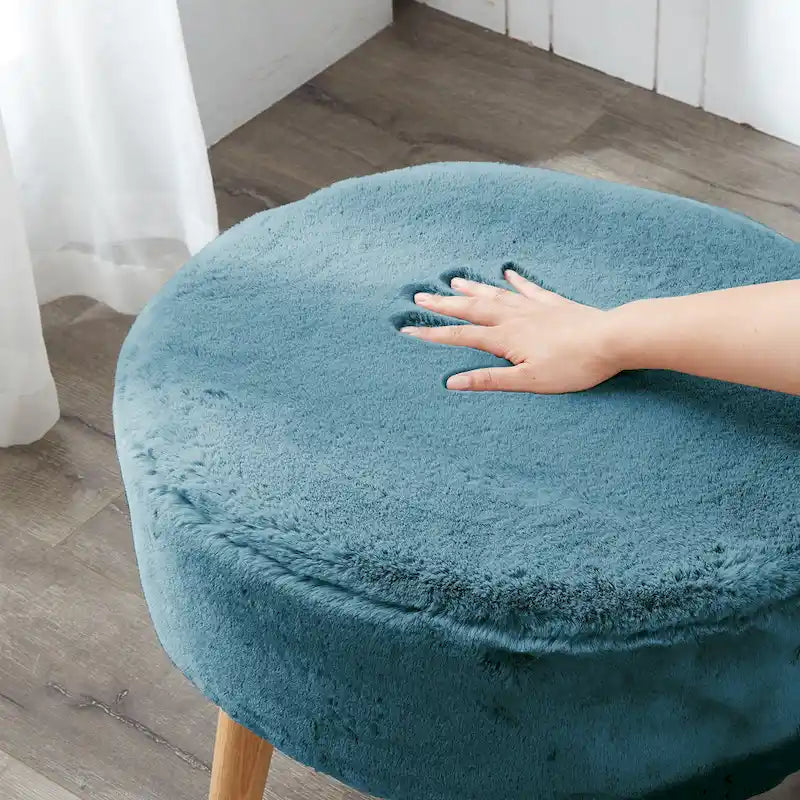Heavy Faux Fur Oval Ottoman