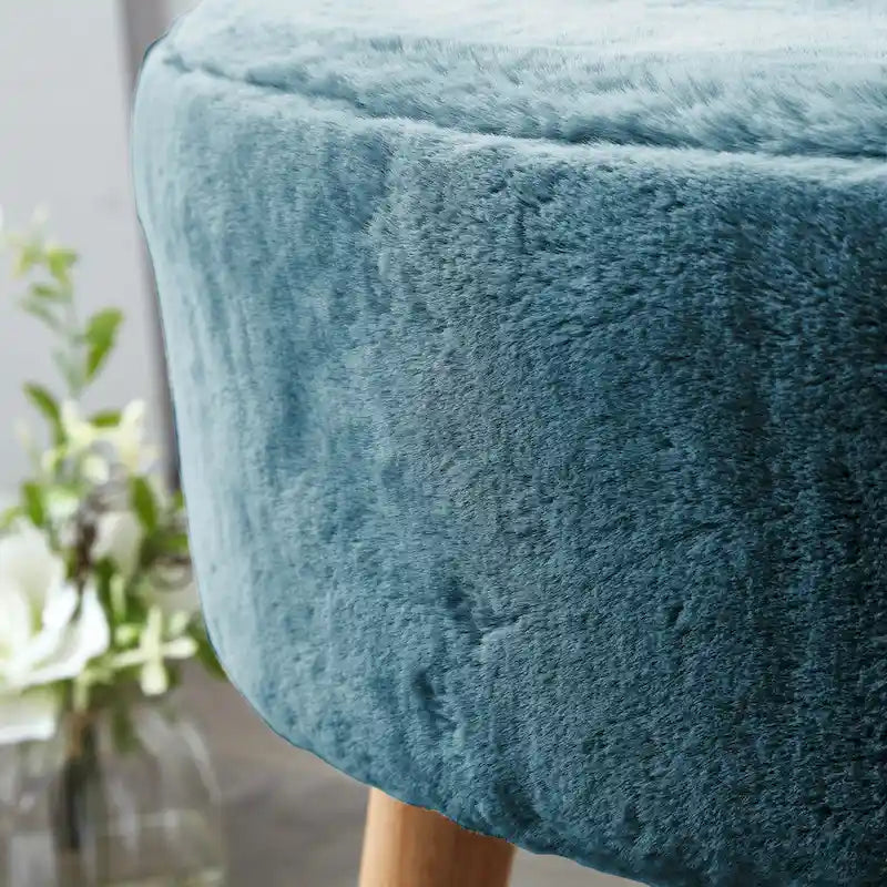 Heavy Faux Fur Oval Ottoman