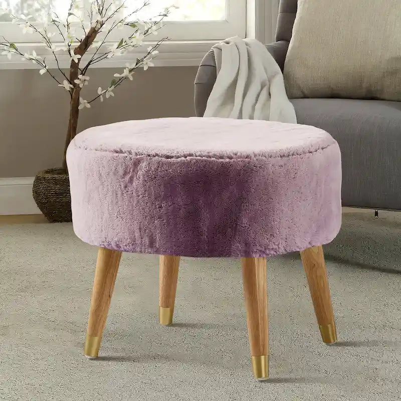 Heavy Faux Fur Oval Ottoman