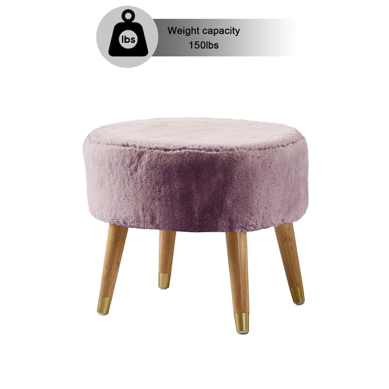 Heavy Faux Fur Oval Ottoman