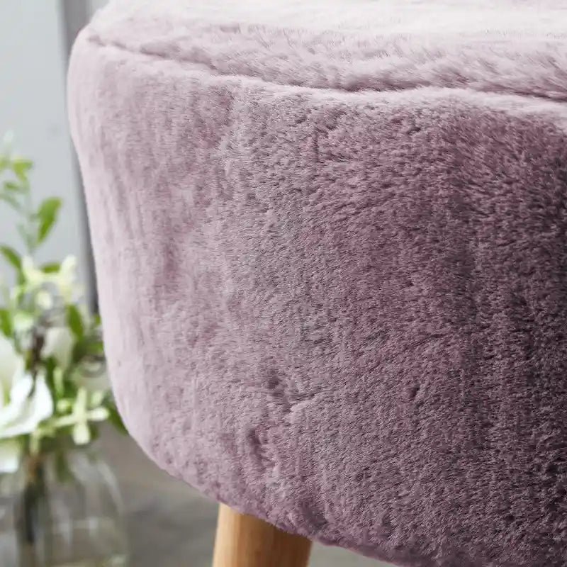 Heavy Faux Fur Oval Ottoman