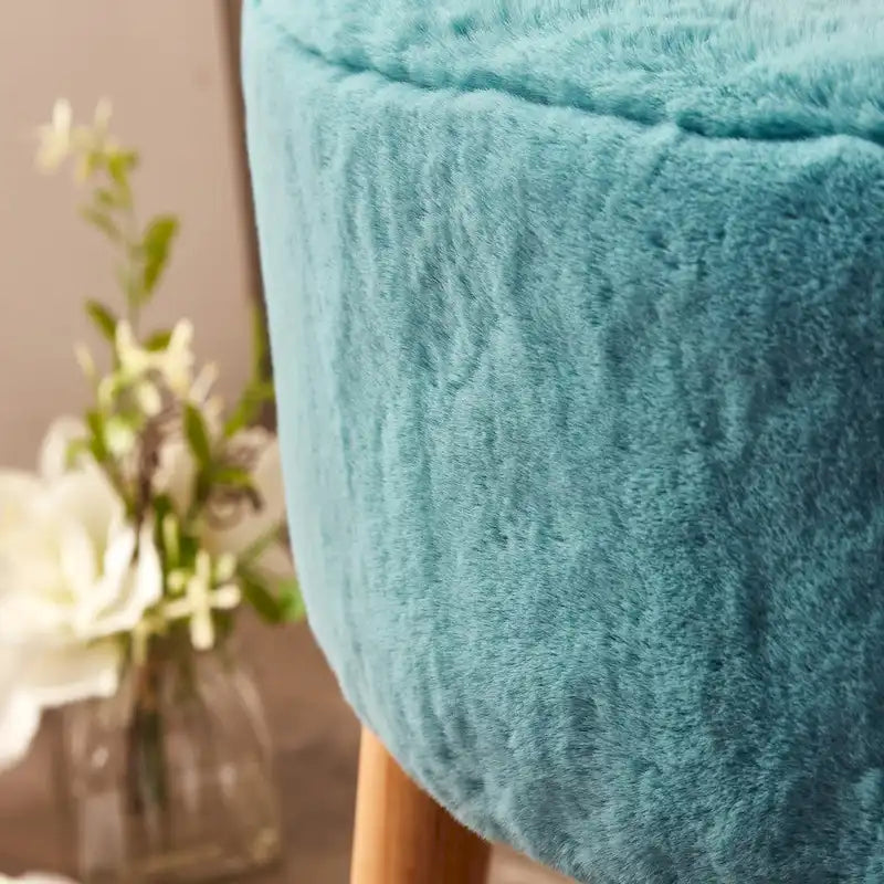 Heavy Faux Fur Oval Ottoman