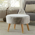 Heavy Faux Fur Oval Ottoman