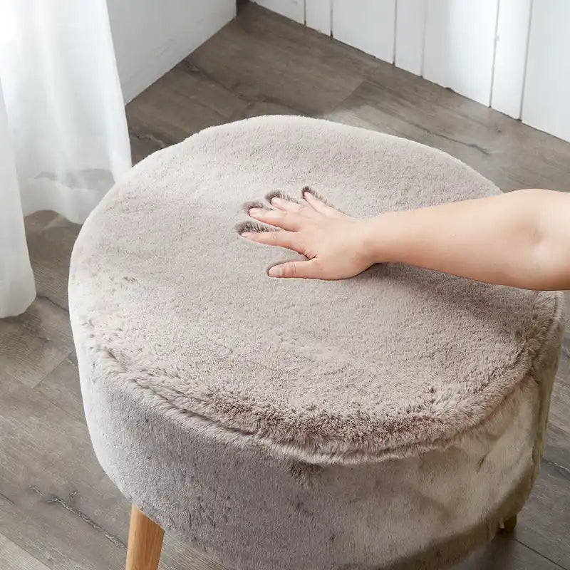 Heavy Faux Fur Oval Ottoman