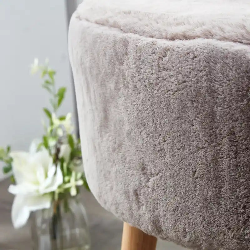 Heavy Faux Fur Oval Ottoman