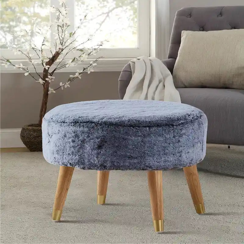 Heavy Faux Fur Oval Ottoman