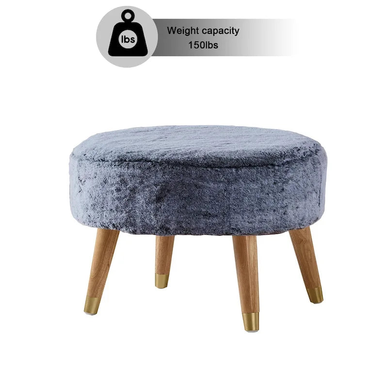 Heavy Faux Fur Oval Ottoman