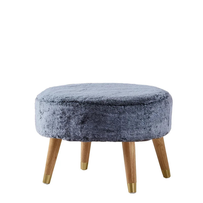 Heavy Faux Fur Oval Ottoman