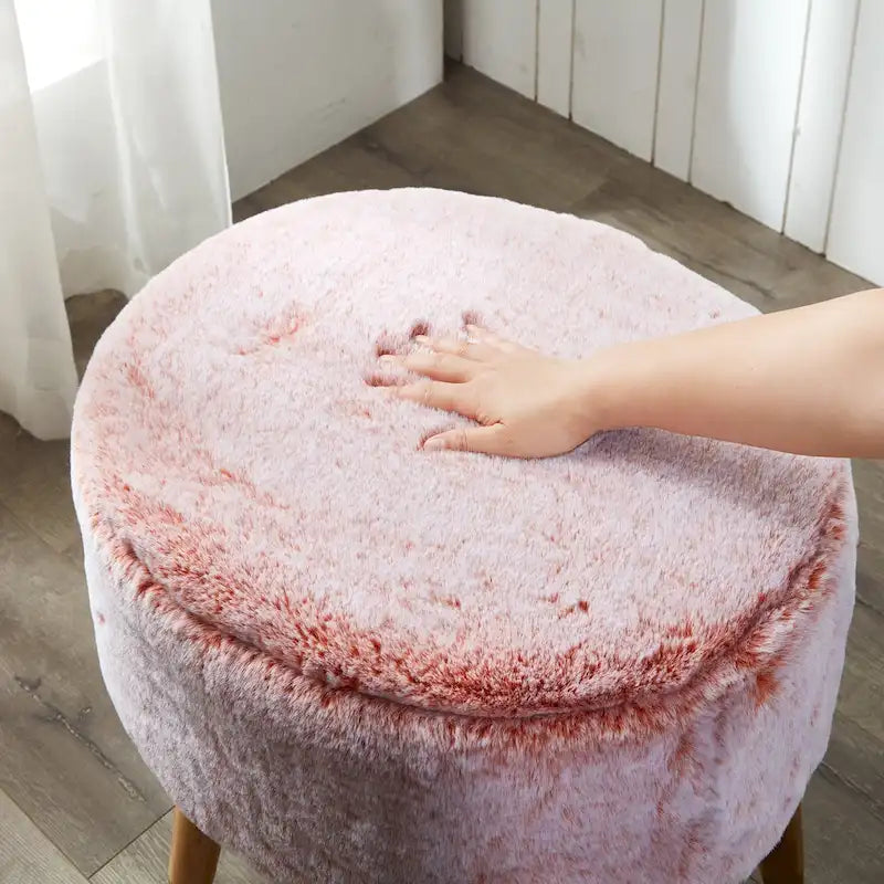 Heavy Faux Fur Oval Ottoman