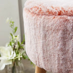 Heavy Faux Fur Oval Ottoman