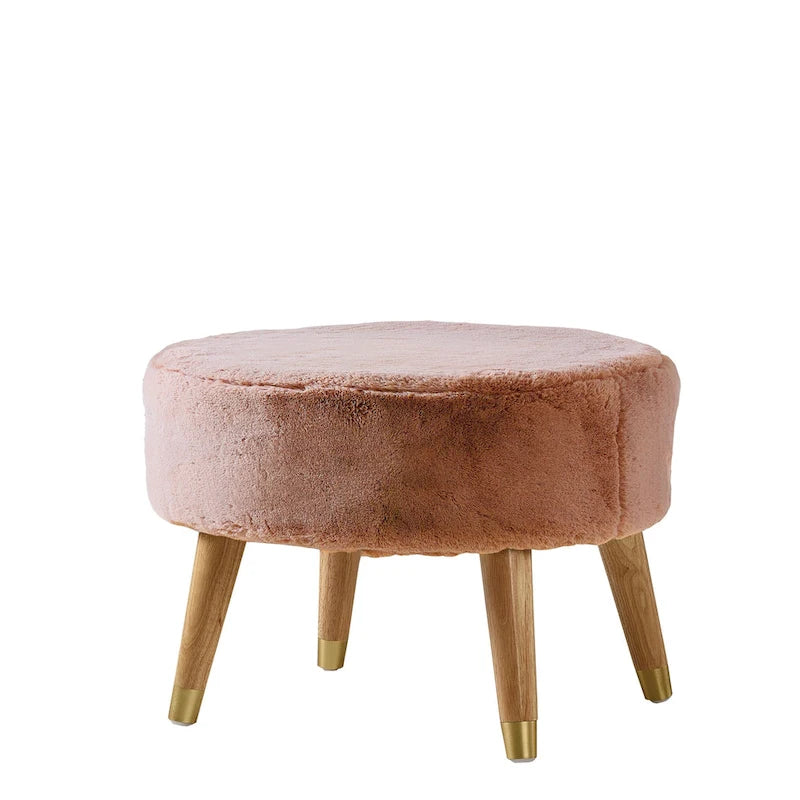 Heavy Faux Fur Oval Ottoman