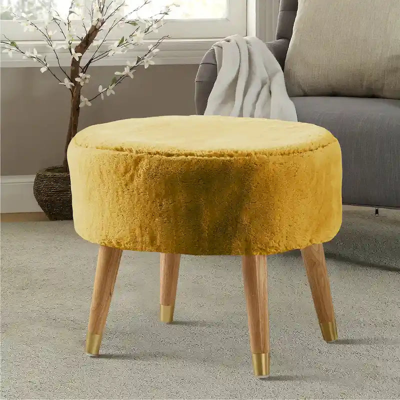 Heavy Faux Fur Oval Ottoman