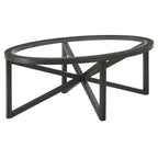 Glass Top Coffee Table with Wooden Base