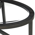 Glass Top Coffee Table with Wooden Base