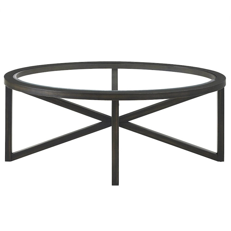 Glass Top Coffee Table with Wooden Base
