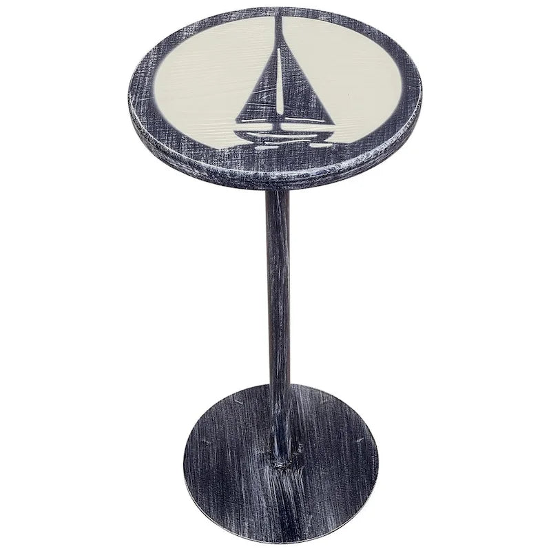 Round Drink Table with Nautical Accent