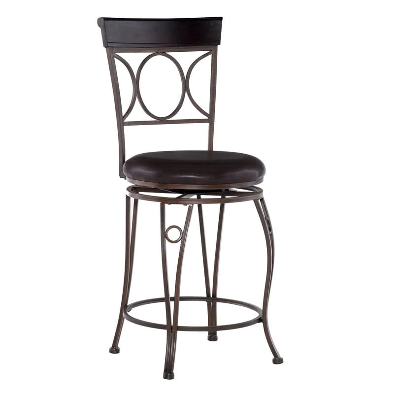 Black Spiral Back Faux Leather Counter Stool