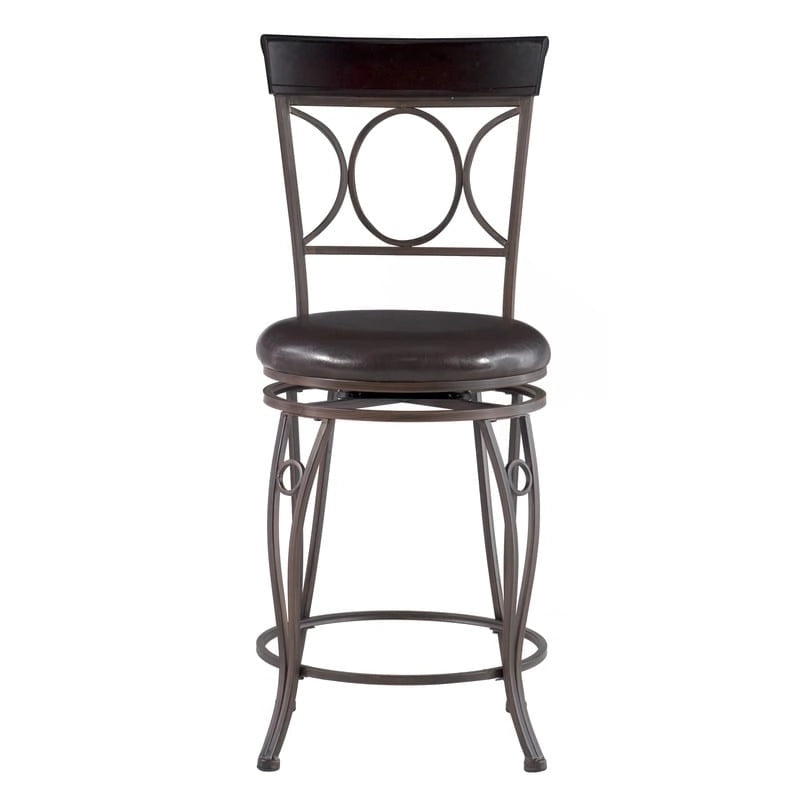 Black Spiral Back Faux Leather Counter Stool