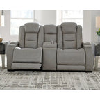 Signature Design by Ashley Man-Den Leather Power Dual Adjustable Reclining Loveseat - 74 W x 40 D x 43 H