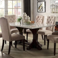 Rectangular Marble-Top Dining Table with Trestle Base