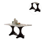 Rectangular Marble-Top Dining Table with Trestle Base