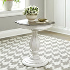 Antique White Round Accent Table