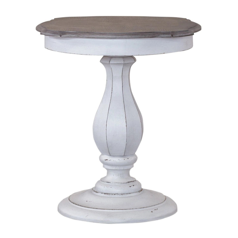Antique White Round Accent Table