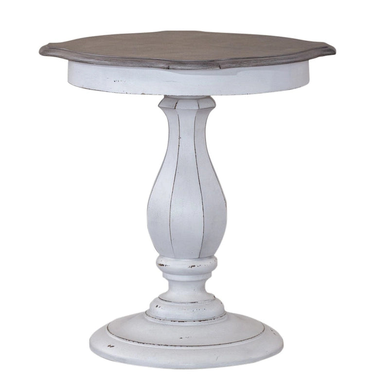 Antique White Round Accent Table