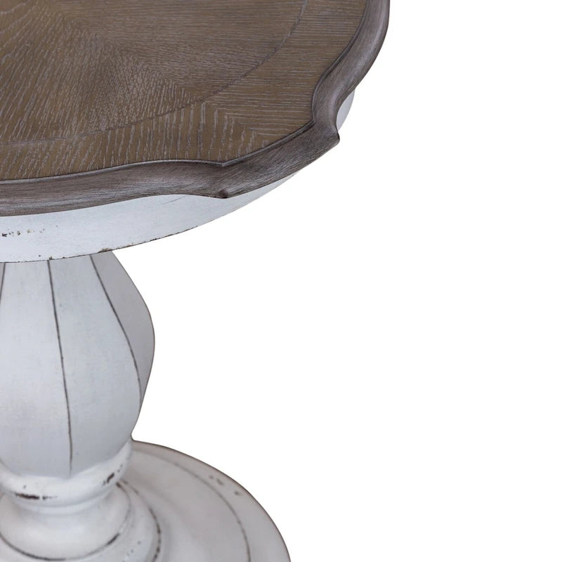 Antique White Round Accent Table