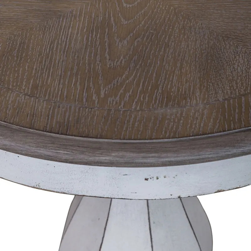 Antique White Round Accent Table