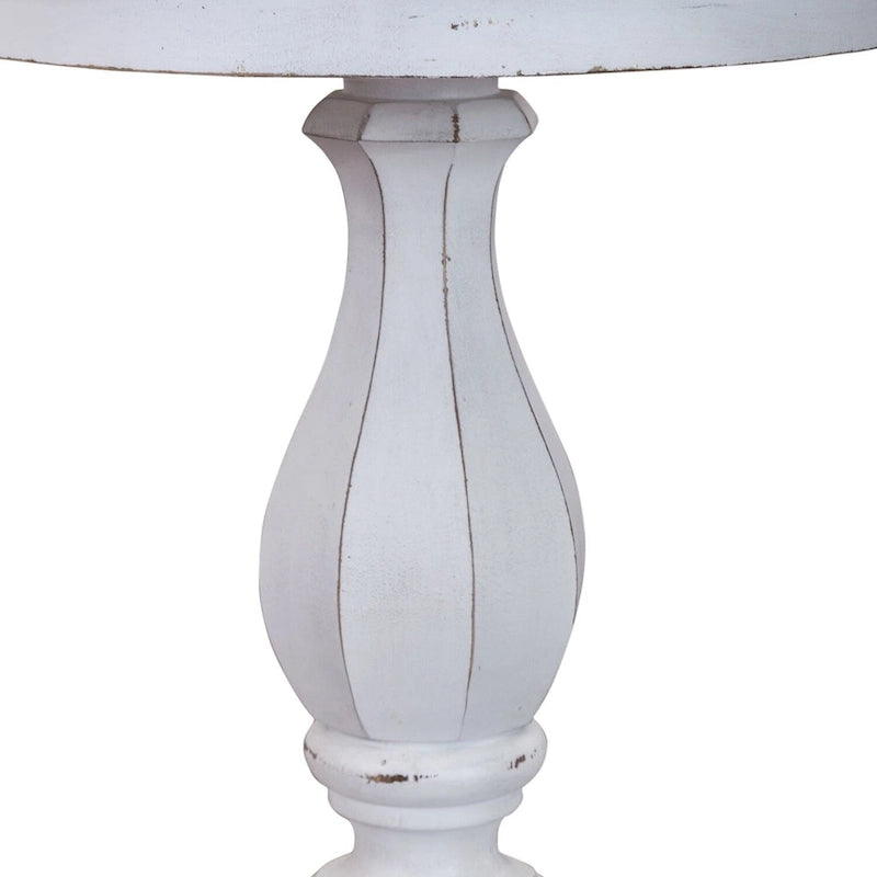 Antique White Round Accent Table