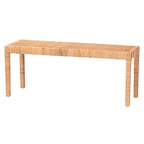 Bohemian Natural Rattan and Mahogany Wood Accent Bench