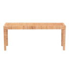 Bohemian Natural Rattan and Mahogany Wood Accent Bench