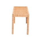 Bohemian Natural Rattan and Mahogany Wood Accent Bench
