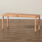 Bohemian Natural Rattan and Mahogany Wood Accent Bench