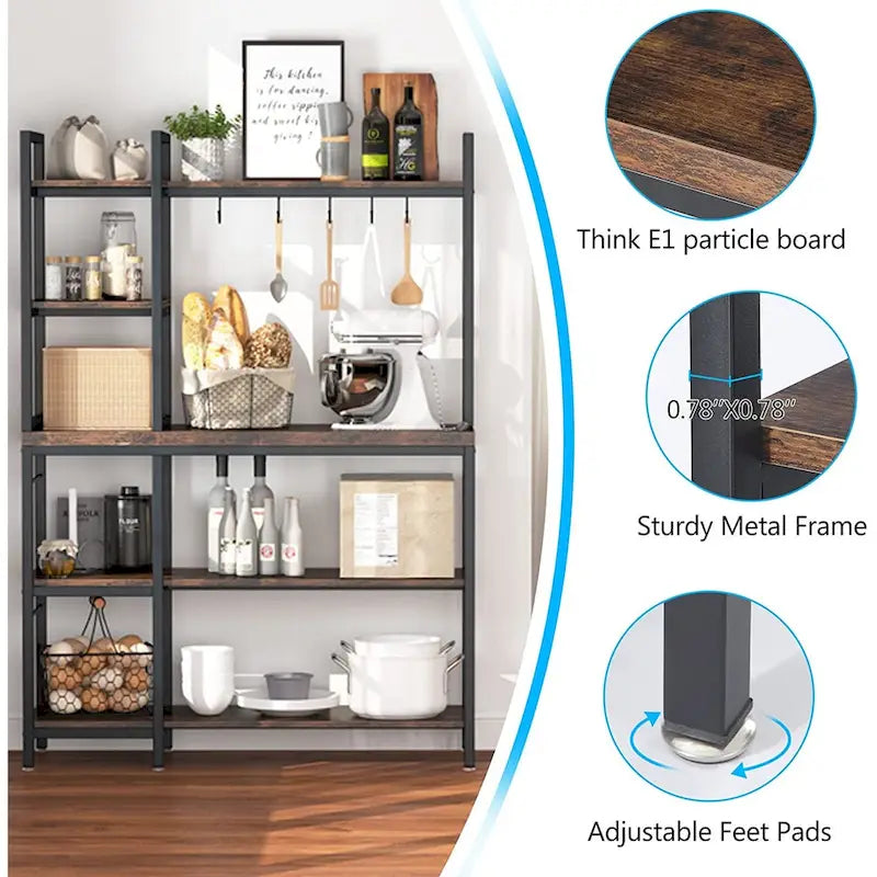 5-Tier Bakers Rack with Storage Hutch and Microwave Stand for Kitchen