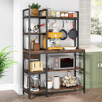 5-Tier Bakers Rack with Storage Hutch and Microwave Stand for Kitchen