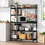 5-Tier Bakers Rack with Storage Hutch and Microwave Stand for Kitchen