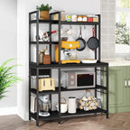 5-Tier Bakers Rack with Storage Hutch and Microwave Stand for Kitchen