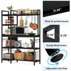 5-Tier Bakers Rack with Storage Hutch and Microwave Stand for Kitchen