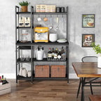 5-Tier Bakers Rack with Storage Hutch and Microwave Stand for Kitchen