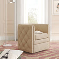 Top Grain Leather Swivel Tufted Chair