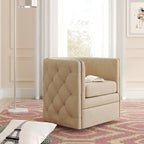 Top Grain Leather Swivel Tufted Chair
