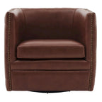 Top Grain Leather Swivel Tufted Chair
