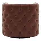 Top Grain Leather Swivel Tufted Chair