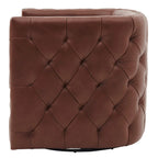 Top Grain Leather Swivel Tufted Chair