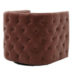 Top Grain Leather Swivel Tufted Chair