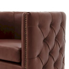 Top Grain Leather Swivel Tufted Chair