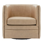 Top Grain Leather Swivel Tufted Chair