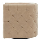 Top Grain Leather Swivel Tufted Chair